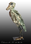 sculpture, oiseau du nil, oiseau,bec sabot,terre,bois,bronze, patine